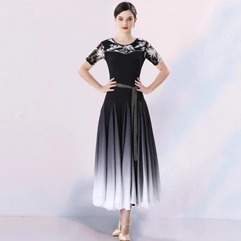 Balo salonu Dans Elbise 2023 Yeni Dantel Kadın Performans Modern Uygulama Elbise Büyük Salıncak Waltz Tango Parti Sahne Giyim Kostüm