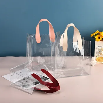 Şeffaf pvc el çantası Büyük Kapasiteli Şeffaf Düğün Şeker Çantası alışveriş çantası hediye çantası Moda Taşınabilir plastik saklama kutusu Çantası