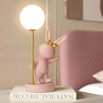 Iskandinav Tavşan Masa Lambası Lüks Doğum Günü Düğün Hediyesi Topografya Ins Sevimli Tavşan Yatak Odası dekorasyon LED Atmosfer Gece Lambası