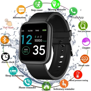 2021 Spor akıllı saat Erkekler Kadınlar Uyku Kan Basıncı nabız monitörü SmartWatch Destek Özel duvar kağıdı Tam Dokunmatik Saatler