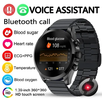 2023 Yeni Sağlık Kan Şekeri EKG akıllı saat Erkekler Bluetooth Çağrı Otomatik Kızılötesi Kan Oksijen Kalp Hızı Kan Basıncı İzle