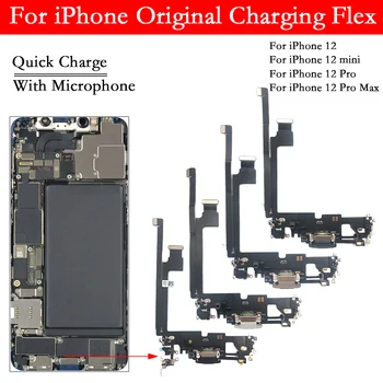 Orijinal Şarj Portu Flex iPhone 12 Pro Max mini 12mini USB Şarj Şarj Portu Dock konektör esnek Kablo IC Kartı İle