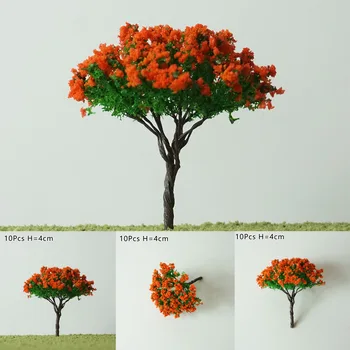 10 Adet/grup Çiçek Model Tren Ağaçları Top Şekilli Manzara Manzara 1/100 Ölçekli Demiryolu Yol Çocuk Oyuncak 4cm Model Çiçek Ağacı