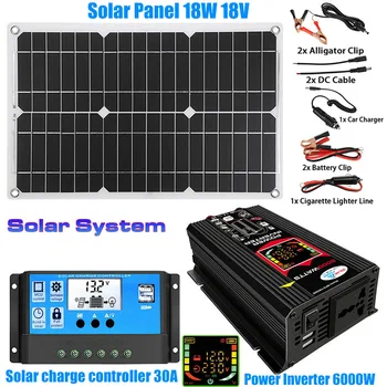 4000W / 6000W Güneş Serisi Kombinasyon İnvertör 110V-220V güneş panelı Denetleyici LED Ekran Güneş inverterli akü Şarj Kurulu