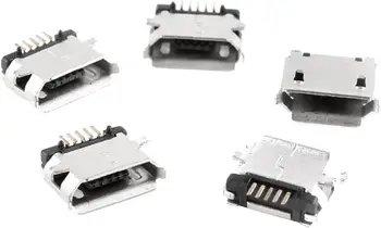 5 Adet Mikro USB Tip B Dişi Soket 180 Derece 5-Pin SMD SMT Lehimleme Jakı