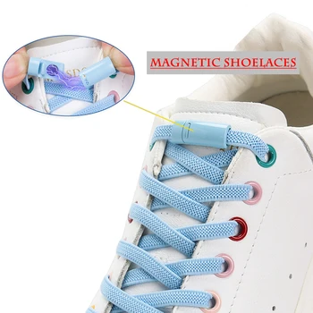 1 Çift Manyetik Ayakabı Düz Elastik Hiçbir Kravat Ayakkabı Bağcıkları Renk Metal İçin Uygun Kilitleme Unisex Ayakkabı Tembel Ayakkabı Bağı