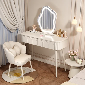 Krem Tarzı Yatak Odası Makyaj masası Minimalist Ayna İskandinav Modern Makyaj Masası Yaratıcı Tavolo Trucco Ev Mobilyaları WZ50VT