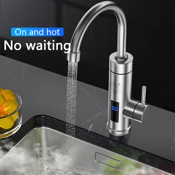 Elektrikli ısıtmalı mutfak musluk sızdırmaz dijital dokunun gümüş AB tak