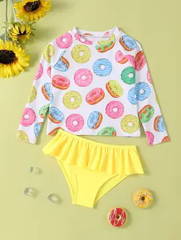 Yaz Çocuklar Bebek Kız Baskı Mayo Tatlı Çocuklar Bebek Kız Split Tip Mayo çocuk Giysileri Bikini Swimwear2047