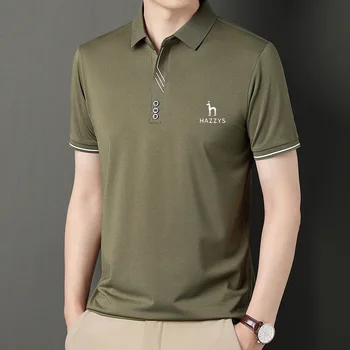 HAZZYS erkek Golf tişört İlkbahar Yaz Erkek Kısa Kollu Üst Gençlik Rahat Moda Basit Düz Renk Yaka POLO GÖMLEK Taban Bezi