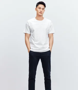 W4621-Yeni düz renk ekleme kısa kollu tişört erkek giyim Avrupa ve Amerikan basit günlük t-shirt.J8715'nın sohbeti