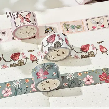 WT 5 rulo/st Çiçek Washi Bant Seti Çilek Kelebek Scrapbooking için Ölür Kart İşaretleme Vintage Sticker Papeleria Malzeme