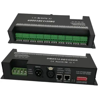 DMX 512 30 kanal dekoder, 60A dmx dimmer, led çubuk dmx denetleyici PWM sürücü girişi DC12-24V 30CH dmx dekoder ışık kontrolörü