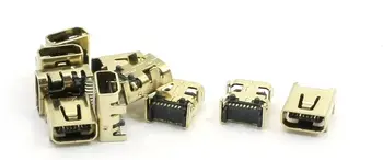 10 adet SMT Mini USB Jack Dişi soketli konnektör 8 Pin Altın Sesi
