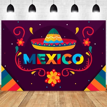Meksika Fiesta Fotoğraf Meksika Zemin Doğum Günü Partisi Hasır Şapka Karnaval Fotoğraf Arka Plan Kutlama Festivali Dekor Afiş