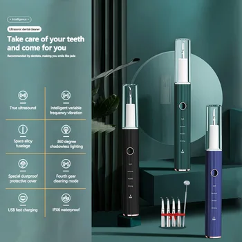 Istihbarat Elektrikli Diş Ölçekleyici Ultrasonik Diş Temizleyici Ev Sadelik Taş Sökücü Beyazlatma Oral Araçları 4 Modları USB