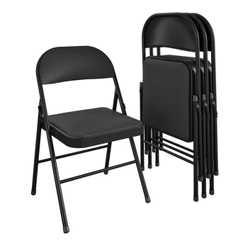 Dayanakları Kumaş Yastıklı Katlanır Sandalye, Siyah, 4 Adet restoran sandalye aksanı