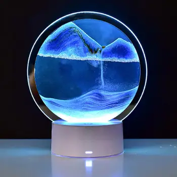 Gece lambası Şeffaf Çarpıcı Görsel Efekt Dekoratif Dokunmatik Kontrol Dinamik Sanat Kum Boyama RGB LED Başucu Lambası