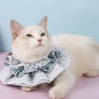 Legendog 1 adet Kedi Dantel Bandana Moda Sevimli Kedi Kostüm Pet Dantel Önlük Eşarp Yavru Kediler İçin Pet Malzemeleri Giyim Aksesuarları