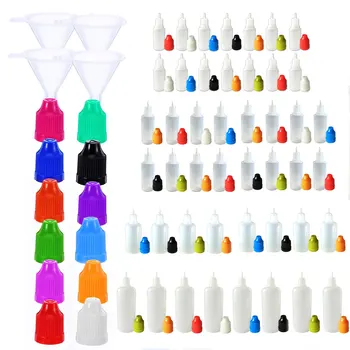 100 adet 5ml-120ml Boş plastik sos şişesi Suyu Göz Sıvı Damlalık Kapları Kapaklı İpuçları 20 Huni 10m 30ml 100ml