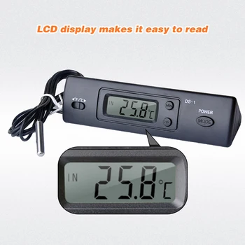 1 adet Araba LCD Dijital Elektronik Termometre Sıcaklık Ölçer Çok Fonksiyonlu Saat Zaman Göstergesi Prob İle İç Elektronik