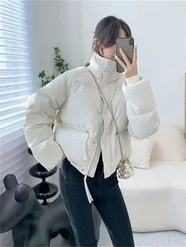 Avrupa Amerikan Rus Kısa Ekmek portmanto Yaka İnce Gevşek Sıcaklık 2023 Kış kadın Kalın Raglan Kollu pamuklu ceket