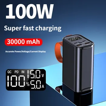 100W Güç Bankası Powerbank 30000mAh 22.5 W Tip C PD Hızlı Şarj Acil Güç Kaynağı iPhone Xiaomi Laptop İçin