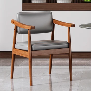 Ped Yastık Modern yemek sandalyeleri Ahşap Saplı Ergonomik yemek sandalyeleri Tasarım Dirsek Desteği Fauteuil Salon Ev Eşyaları