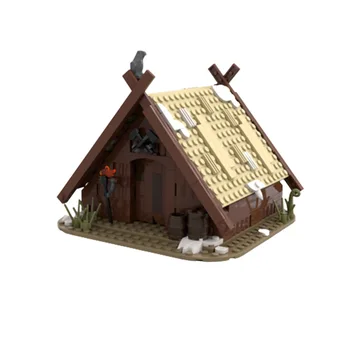 MOC Ortaçağ Viking Longhouse Modeli Yapı Taşları Orta Yaş Eski Ahşap Ev Tuğla Oyuncaklar Çocuk Hediyeler için
