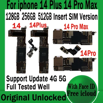 Orijinal iPhone 14 14 Artı 14 Pro Max Anakart / No Yüz KİMLİĞİ iCloud Unlocked Mantık Kurulu Tam Çip Testi İyi Anakart