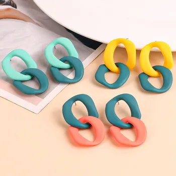 FishSheep Kore Geometrik Akrilik Daire Damla Küpe Kadınlar için Boho Reçine 2 Renkler Dangle sallanan küpe moda takı