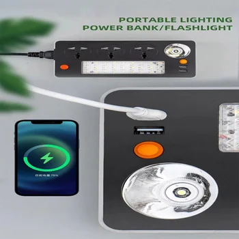 Çok Fonksiyonlu 18650 Acil Durum ışığı USB Şarj 110-250V Geniş Basınçlı Alüminyum Alaşımlı Yanmaz Güç Bankası Taşınabilir el feneri