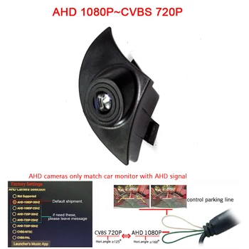 1920 * 1080P AHD 180deg Balıkgözü araba ÖN IZGARA kamera Toyota Highlander 2012 2013 için 2014 Ön park kamera aksesuarları CVBS