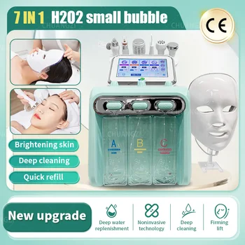 7'si 1 arada H202 hidroksit küçük kabarcık yüz bakım makinesi ve derin temizlik güzellik ekipmanları