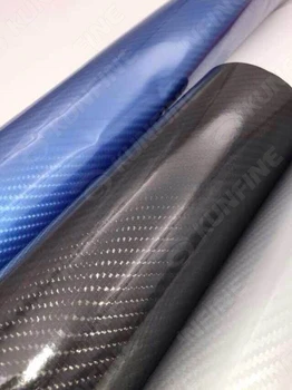 Araba Styling Wrap Parlak Siyah 5D Karbon Fiber vinil araba vinil filmi Vücut Sticker Araba Sarma İle Hava Ücretsiz Kabarcık 1.52 * 20 M / Rulo
