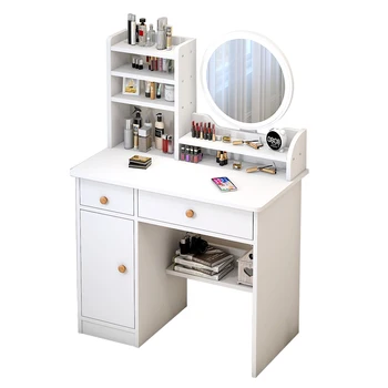 Sıcak Satış İskandinav Tarzı OEM Fabrika Ucuz Dresser Ayna ile LED Modern Makyaj Makyaj Masası ile Led ışık Tuvalet Masası Seti