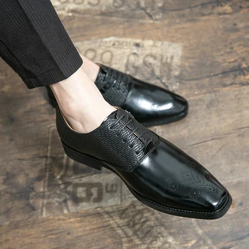 Erkek Takım Elbise Resmi Ayakkabı Lüks Moda Damat Düğün Ayakkabı erkek Lüks İngiliz Tarzı Oxford Ayakkabı Büyük Boy 38-48