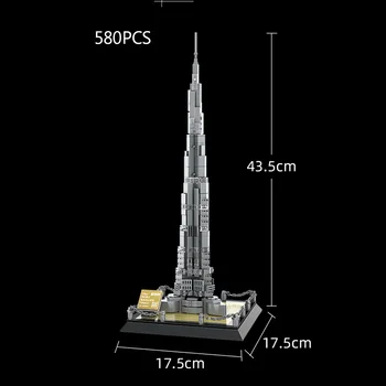 Dünyaca Ünlü Mimari Dubai Birleşik Arap Emirlikleri Yapı Taşı Burj Khalifa Kulesi Modeli Tuğla Eğitim Oyuncak Koleksiyonu