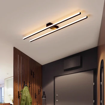 Modern basit Led uzun şerit tavan lambaları oturma odası yatak odası için ev iç mekan aydınlatması dekor avizeler siyah ışıkları fikstür