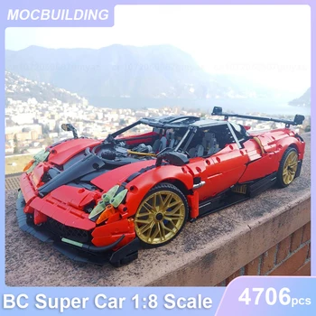 BC Süper Araba 1: 8 Ölçekli Model MOC Yapı Taşları DIY Tuğla Taşıma Araç Kırmızı ve Siyah Oyuncaklar Hediyeler 4706 ADET