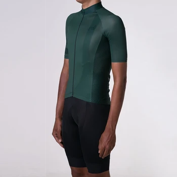 Saf Zeytin Yeşili Bisiklet Jersey Seti Yüksek Kaliteli bisikletçi giysisi Kısa Kollu Ve Siyah Önlük Şort MTB Döngüsü Takım Elbise Nefes