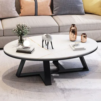 Yeni ışık lüks tam vücut kaya döşeme tezgah çay masası oturma odası mobilya Anti çarpışma ark tasarım Elips Teapoy