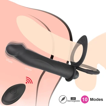 Uzaktan Kumanda Çift Penetrasyon Vibratörler Penis Yapay Penis Halkası Anal Plug Butt G Spot Vibratör Stimülatörü Yetişkin Seks Oyuncakları Çift için