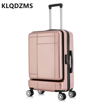 KLQDZMS Yeni Iş Arabası Bavul Ön Açılış Saklanabilir Dizüstü Yatılı Durumda Kızlar El krank Carry-on Bagaj