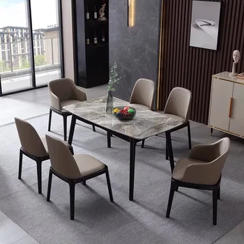 Ergonomik Arkalığı Sandalyeler Salonu Deri Ahşap Minimalist Sandalyeler İtalyan Tarzı Yemek Odası Chaises Salle Yemlik Ev Mobilya