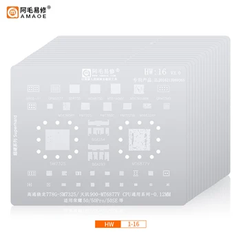 Amaoe HW1-16 BGA Reballing Stencil İçin Huawei Mate 40 Pro RS 50 30 20 Nova8 8X9 Kirin 9000 980 990 Onur 50 SE CPU RAM IC Çip