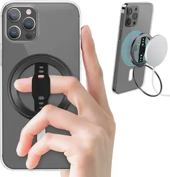 MagSafe ile uyumlu telefon tutamağı Standı Silikon Parmak Kayışı ile Çıkarılabilir Manyetik Halka Tutucu Kickstand iPhone Samsung İçin