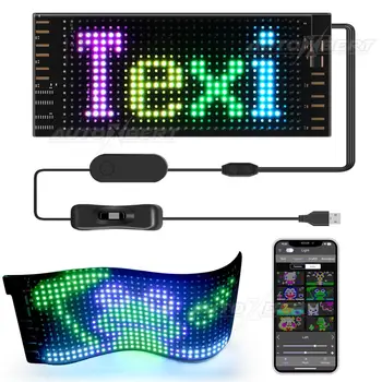 Mini LED Araba İşareti 7cm x 17cm Esnek APP Özel Metin Desen Animasyon Kaydırma LED Ekran araç ön camı Mağaza Parti Otel