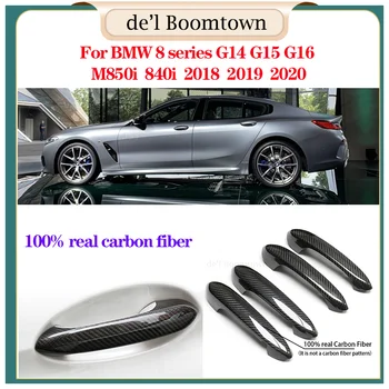 Yeni BMW 8 serisi İçin G14 G15 G16 M850i 840i 2018 2019 2020 100 % Gerçek Karbon Fiber Araba Kapı Kolu Kapak aksesuarları
