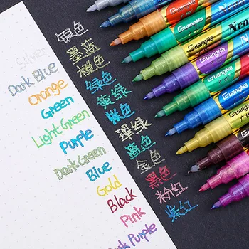 12 Renk Metalik işaretleyici kalem Glitter Çift Renkli Sanat Boya Boyama Kalem Kart Yapımı için Çizim İmza Yazı Yazma